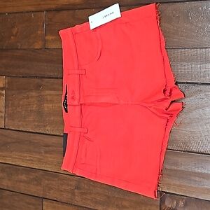 J Brand size 27 ultra slimming, stretch shorts, bright coral